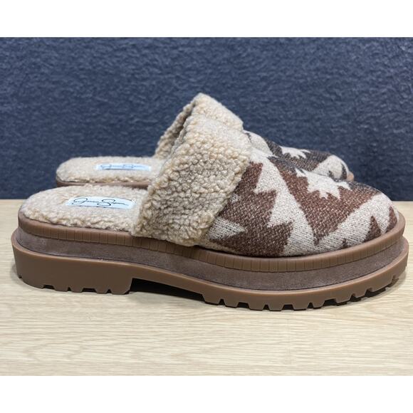 Jessica Simpson Ebriya Aztec Platform Slip On Mule Brown Beige Womens Size 9M - Picture 5 of 11